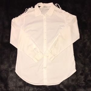 F21 White Button Down Shirt Dress